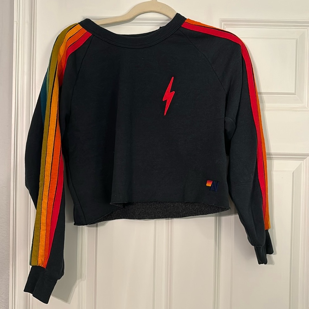 Aviator Nation Size XS Navy Cropped Crewneck
